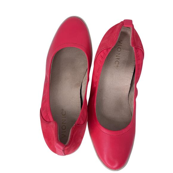 Vionic Jacey Poppy Ballet Flat Wedge Shoes Womens Red Size 8 Rubber Sole Slip On - Picture 6 of 10
